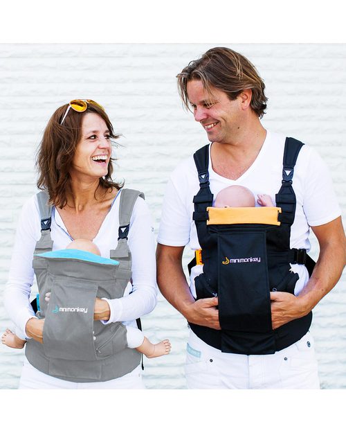 Minimonkey Baby Carrier Dynamic - Black/Orange - 4 in 1 Carrier (from birth, light and no backache!) Baby Carriers