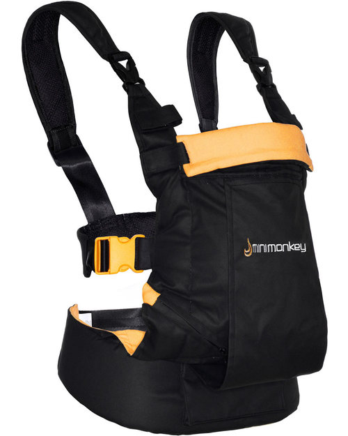 Minimonkey Baby Carrier Dynamic - Black/Orange - 4 in 1 Carrier (from birth, light and no backache!) Baby Carriers