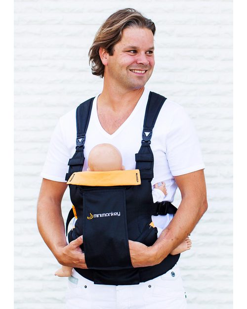 Minimonkey Baby Carrier Dynamic - Black/Orange - 4 in 1 Carrier (from birth, light and no backache!) Baby Carriers