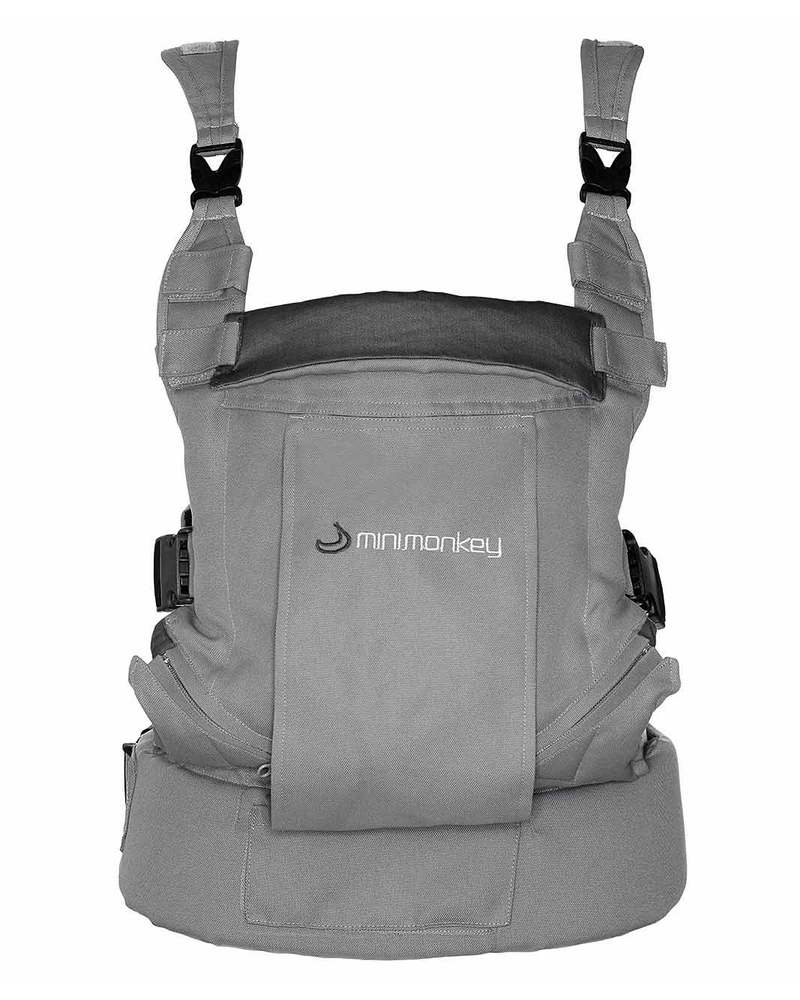 Minimonkey Baby Carrier Dynamic - Grey - 4 in 1 Carrier (from birth, light  and no backache!) unisex (bambini)