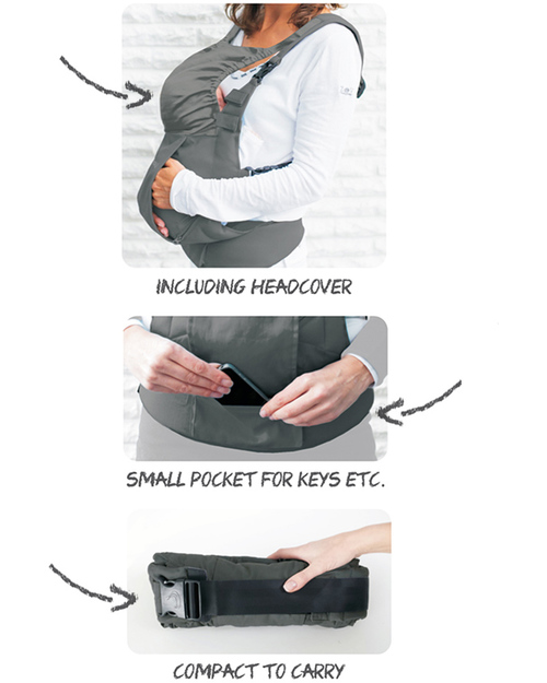 Minimonkey Ergonomic Baby Carrier - Grey - 4 in 1 Carrier (from birth, light and no backache!) Baby Carriers