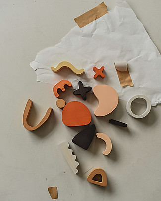 MinMin Copenhagen Abstract Art Building Blocks - Montessori Game - 100% Wood Montessori Toys