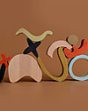 MinMin Copenhagen Abstract Art Building Blocks - Montessori Game - 100% Wood Wooden Blocks and Construction Sets