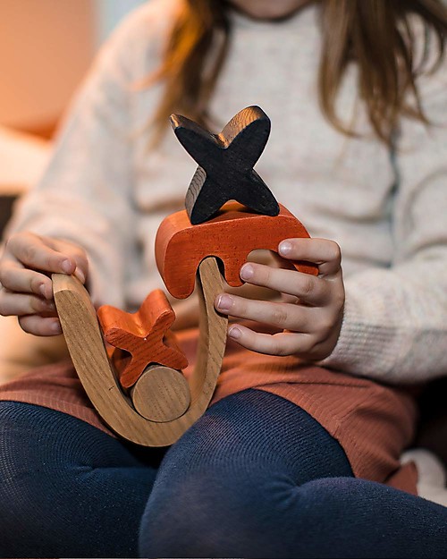 MinMin Copenhagen Abstract Art Building Blocks - Montessori Game - 100% Wood Wooden Blocks and Construction Sets