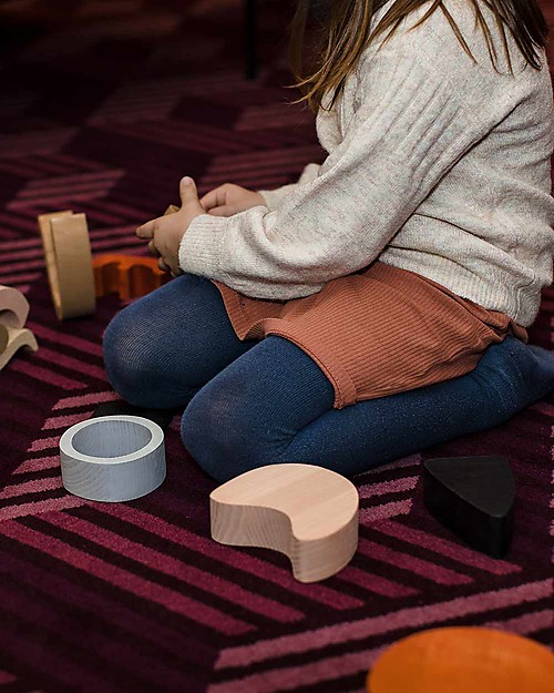 MinMin Copenhagen Abstract Art Building Blocks - Montessori Game - 100% Wood Wooden Blocks and Construction Sets