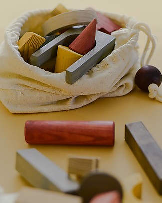 MinMin Copenhagen Architectural Blocks - Montessori Game - set of 25 pieces - 100% Wood Montessori Toys
