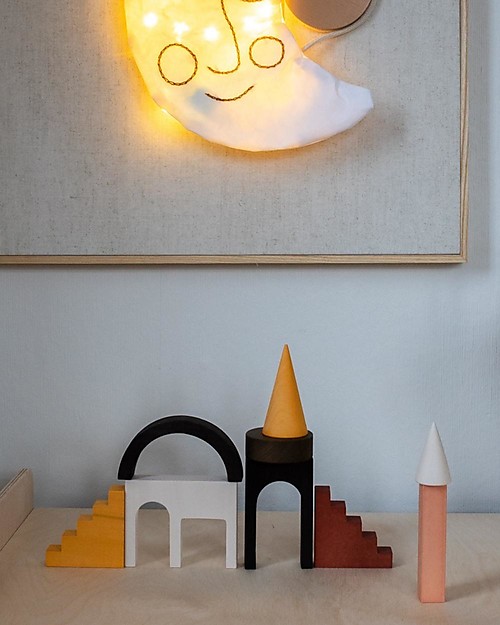 MinMin Copenhagen Architectural Blocks - Montessori Game - set of 25 pieces - 100% Wood Wooden Blocks and Construction Sets