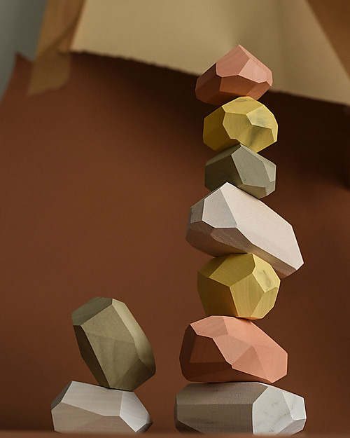 MinMin Copenhagen Balancing Stones - Montessori Game - Pastel 100% Wood Montessori Toys