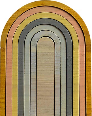 MinMin Copenhagen Big Rainbow Tunnel - Montessori Game - Pastel - 100% Wood Wooden Stacking Toys