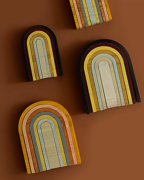 MinMin Copenhagen Mini Rainbow Tunnel - Montessori Game - Earthy - 100% Wood Montessori Toys