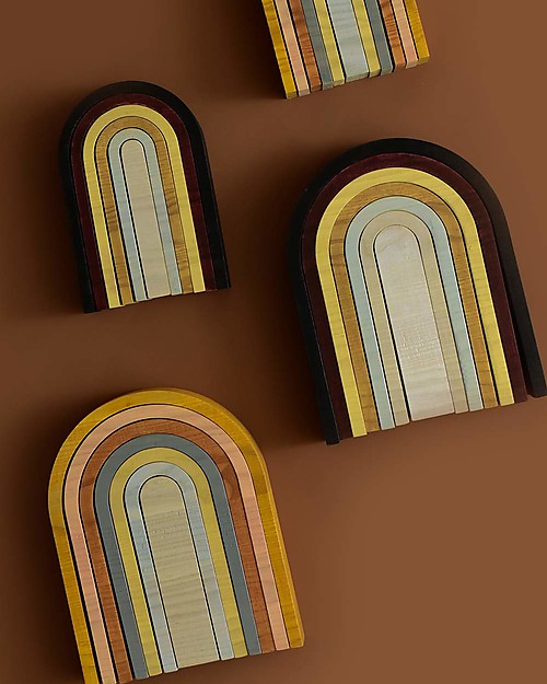 MinMin Copenhagen Mini Rainbow Tunnel - Montessori Game - Earthy - 100% Wood Montessori Toys