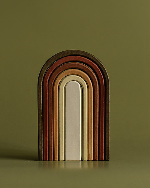 MinMin Copenhagen Mini Rainbow Tunnel - Montessori Game - Earthy - 100% Wood Montessori Toys