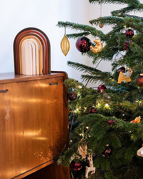 MinMin Copenhagen Mini Rainbow Tunnel - Montessori Game - Earthy - 100% Wood Montessori Toys