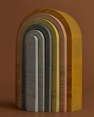 MinMin Copenhagen Mini Rainbow Tunnel - Montessori Game - Pastel - 100% Wood Montessori Toys