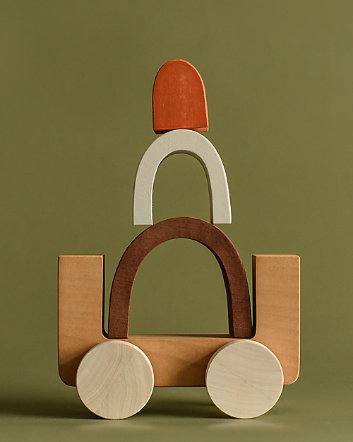 MinMin Copenhagen Rainbow Car - Montessori Game - 100% Wood Wooden Toy Cars, Trains & Trucks