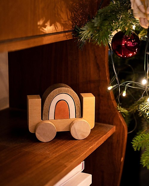 MinMin Copenhagen Rainbow Car - Montessori Game - 100% Wood Wooden Toy Cars, Trains & Trucks