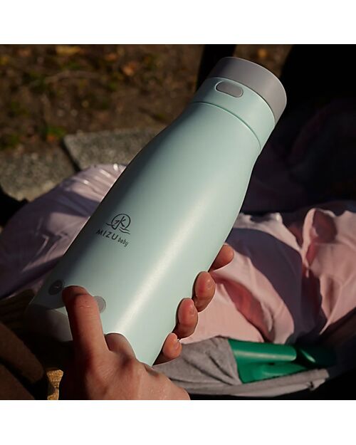 Mizu Baby Dual-Powered Thermos Yume Evolution - Light Blue - The First Portable Bottle Warmer Ideal for Liquid and Formula Milk Thermal Containers