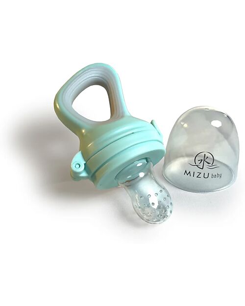 Mizu Baby Kaori Fruit Feeder - Aqua Green - Silicone - With Safety Lock and Ergonomic Handle Snack Boxes