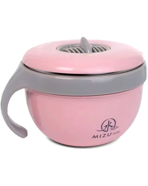 Mizu Baby Taiki Thermal Plate - Pink - Airtight Closure with Handle - Base Convertible into a Second Bowl Thermal Containers
