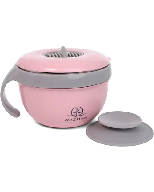 Mizu Baby Taiki Thermal Plate - Pink - Airtight Closure with Handle - Base Convertible into a Second Bowl Thermal Containers