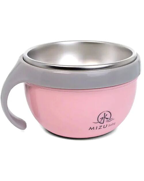 Mizu Baby Taiki Thermal Plate - Pink - Airtight Closure with Handle - Base Convertible into a Second Bowl Thermal Containers