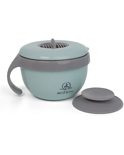 Mizu Baby Taiki Thermal Plate - Water Green - Airtight Closure with Handle - Base Convertible into a Second Bowl Thermal Containers