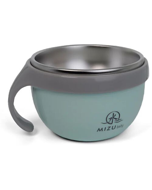 Mizu Baby Taiki Thermal Plate - Water Green - Airtight Closure with Handle - Base Convertible into a Second Bowl Thermal Containers