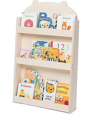 Tidy Books Front Facing Montessori Book, Large White Wooden Montessori Bookcase Dollhouse Toy Storage Bench