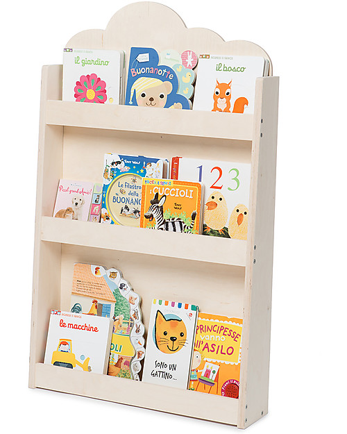 Moblì Dotty Montessori Front Bookcase - Wooden Cloud - 60x13x95 cm Montessori Bookcases