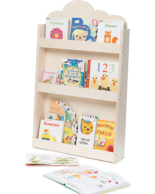 Moblì Dotty Montessori Front Bookcase - Wooden Cloud - 60x13x95 cm Montessori Bookcases