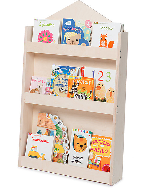 Moblì Dotty Montessori Front Bookcase - Wooden House - 60x13x95 cm Montessori Bookcases