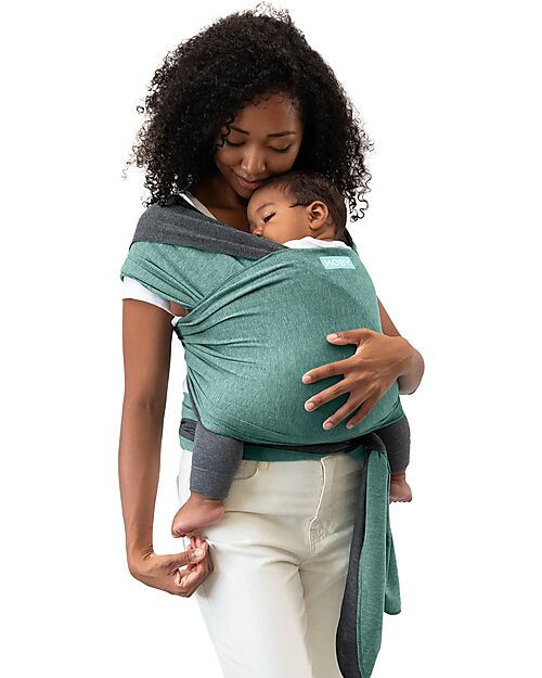 Moby Wrap 2-in-1 Reversible Wrap Baby Carrier - Easy to wear - Jade and Grey Baby Slings