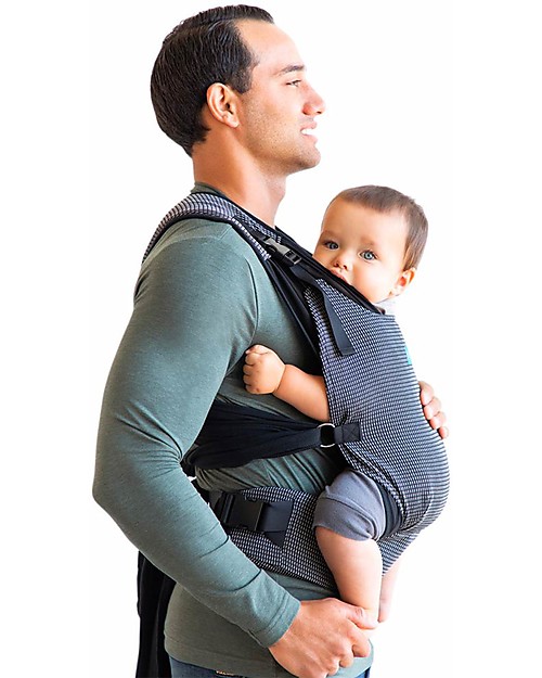 Moby Wrap Cloud Hybrid Carrier - Easy to wear! - High rise - Charcoal Grey, Checked Baby Carriers
