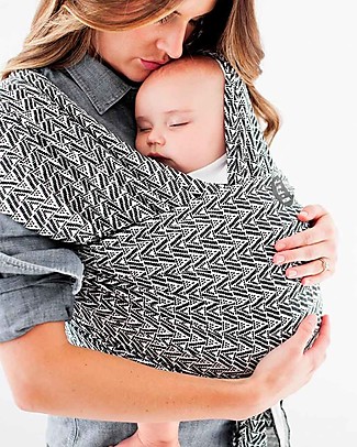 Moby Wrap Petunia Pickle Bottom for Moby - Evolution Baby Carrier - Soft and Easy to Wear - Black and White Geometric Pattern Baby Slings