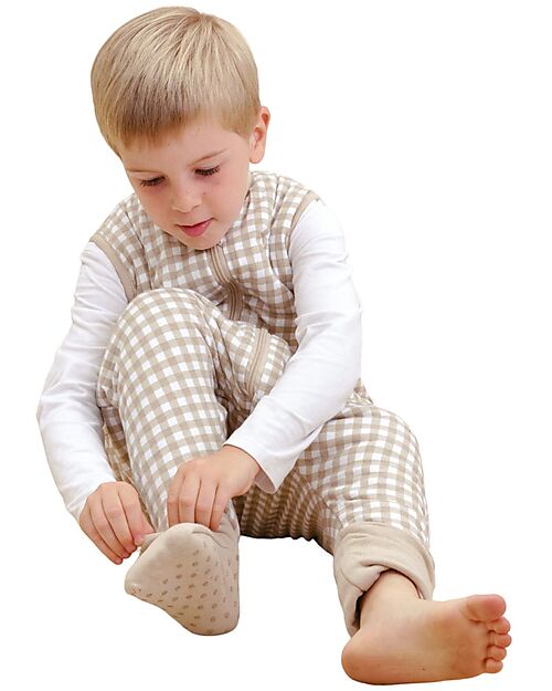 molis&co Sleeping Jumpsuit with Socks - Vichy Beige - TOG 2.5 - 2 years (80-90 cm) Sleeping Bags