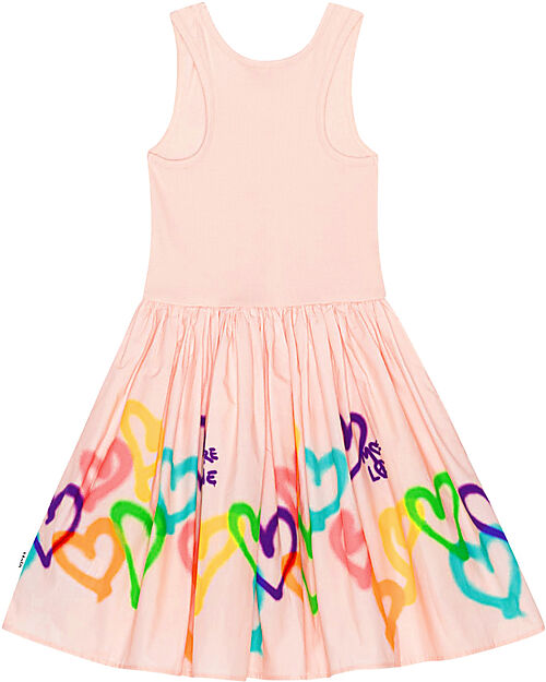 Molo Cassandra Dress with Colored Hearts - Pink - 100% Cotton Dresses_