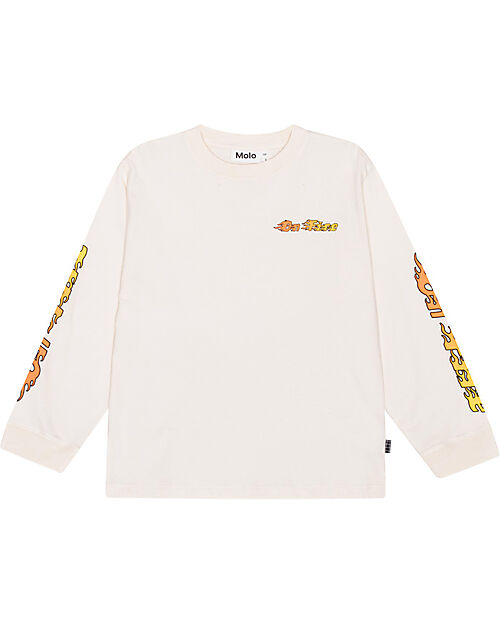 Molo Rube Long Sleeve Shirt - On Fire - Cream - 100% Organic Cotton Sweatshirts