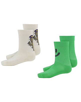 Molo Set of 2 Pairs of Socks - Fresh - White and Green - Oeko-Tex Cotton Socks