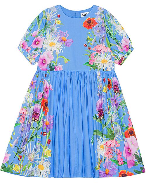 Molo Short Sleeves Blue Garden Dress - Cally - 100% Bio Cotton GOTS Dresses_