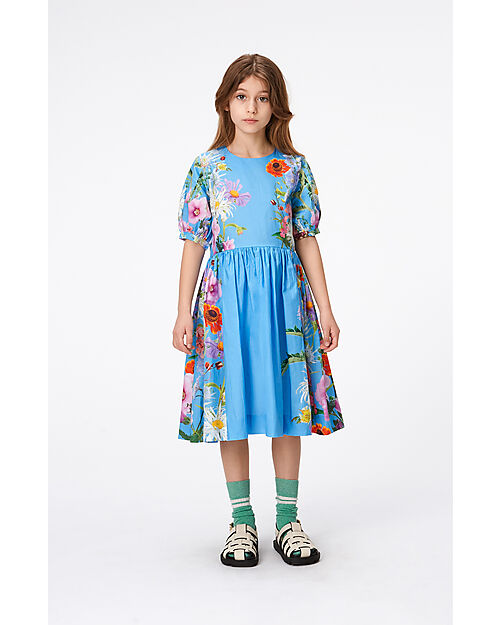 Molo Short Sleeves Blue Garden Dress - Cally - 100% Bio Cotton GOTS Dresses_