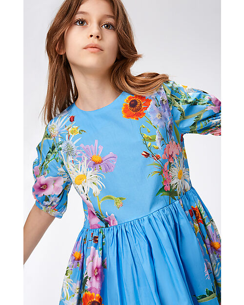 Molo Short Sleeves Blue Garden Dress - Cally - 100% Bio Cotton GOTS Dresses_