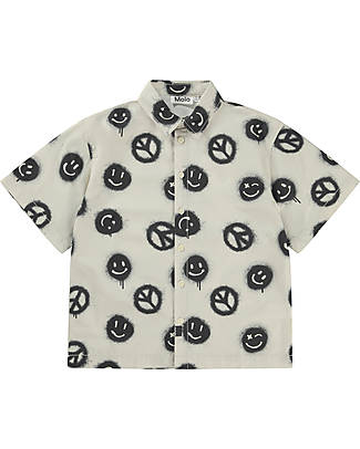 Molo Short Sleeves Shirt - Peace Smile - 100% Cotton Shirts And Blouses