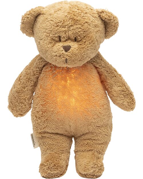 Moonie Bear Plush 2.0 with Natural Sounds, Classical Music, and Adjustable Light - Cappuccino - GOTS and Oeko-Tex Certified Nightlights