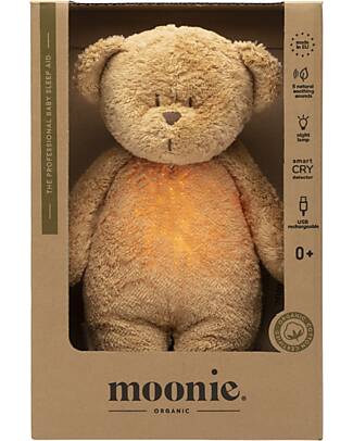 Moonie Bear Plush 2.0 with Natural Sounds, Classical Music, and Adjustable Light - Cappuccino - GOTS and Oeko-Tex Certified Nightlights