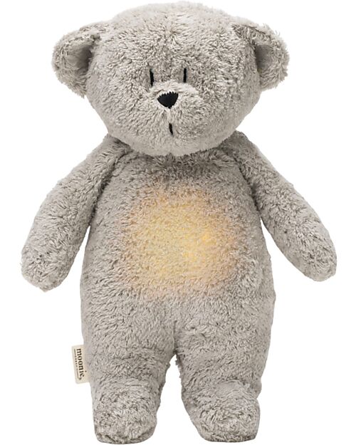 Moonie Bear Plush 2.0 with Natural Sounds, Classical Music, and Adjustable Light - Grey - GOTS and Oeko-Tex Certified Nightlights
