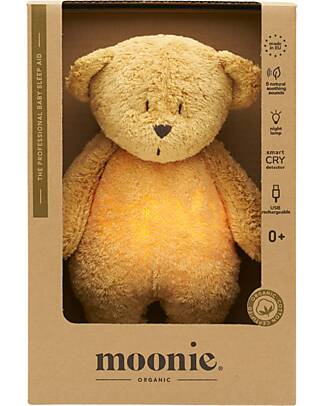 Moonie Bear Plush 2.0 with Natural Sounds, Classical Music, and Adjustable Light - Honey - GOTS and Oeko-Tex Certified Nightlights