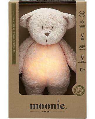 Moonie Bear Plush 2.0 with Natural Sounds, Classical Music, and Adjustable Light - Rose - GOTS and Oeko-Tex Certified Nightlights