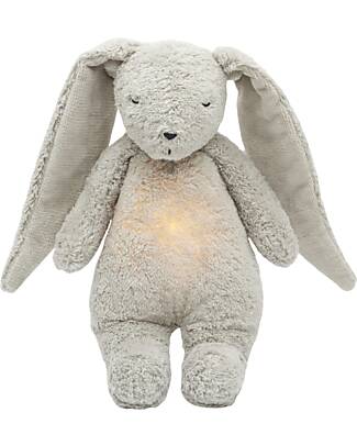 Moonie Bunny Plush 2.0 with Natural Sounds, Classical Music, and Adjustable Light - Grey - GOTS and Oeko-Tex Certified Nightlights