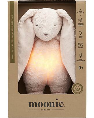 Moonie Bunny Plush 2.0 with Natural Sounds, Classical Music, and Adjustable Light - Rose - GOTS and Oeko-Tex Certified Nightlights