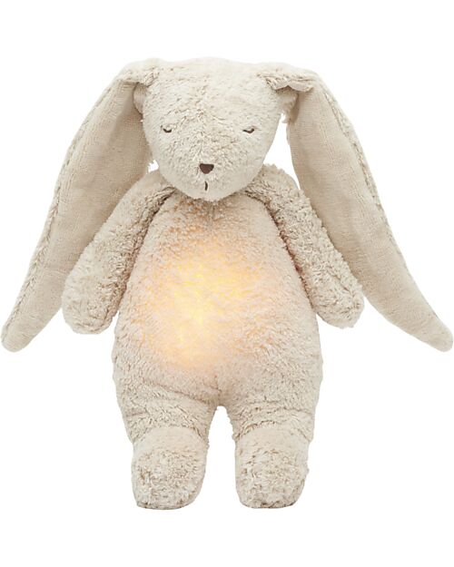 Moonie Bunny Plush 2.0 with Natural Sounds, Classical Music, and Adjustable Light - Sand - GOTS and Oeko-Tex Certified Nightlights